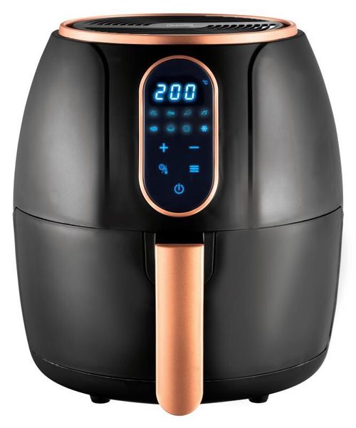 Dessini Digital Air Fryer 4 Liters 1500 watts Color BlackHot air technology for healthier frying Blue LED digital control with touch sensor panel adjustable temperature 30-200 Degree 8 dedicated preset cooking funcations 90 minute timer Capacity 4 Liters